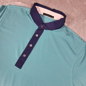 Greyson Polo Shirt Mens XL Teal Blue Micro Stripe‎ Golf Performance Stretch